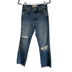 AMO Loverboy Freedom Jeans Blue Button Fly Mid-Rise Ankle Womens Size 24 X 26